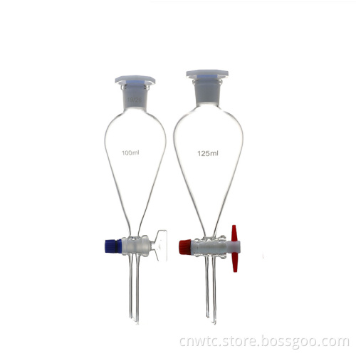High Borosilicate Glass Pear-Shaped Dispensing Funnel with PTFE Key for Laboratory - 60ml to 1000ml Capacity